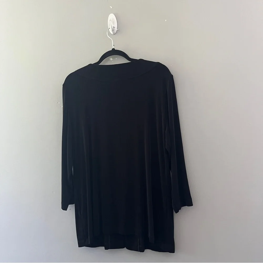 Chicos Travelers Black Slinky Knit Cardigan Sweater Acetate Womens Size Large L